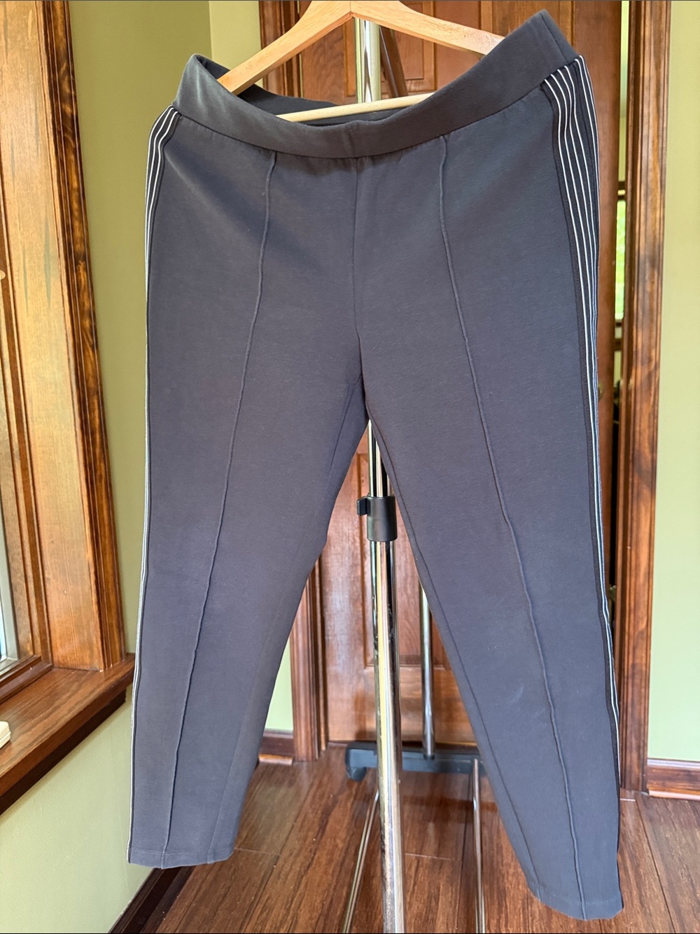 Athleta Black Women’s Jogger Pants with White Side Stripes